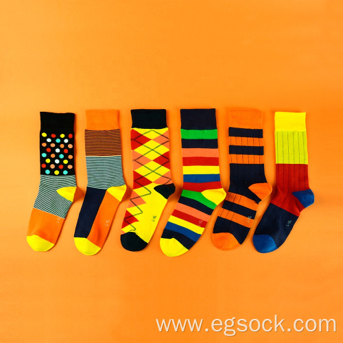 colorful 6pcs men dress gift boxed socks